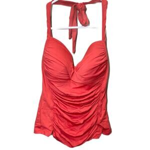 La Blanca ruched red tankini halter neck tankini